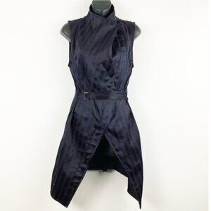 Vintage Ann Demeulemeester Purple and Black Striped Sleeveless Jacket 38 SMALL